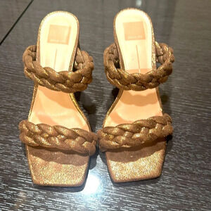 Dolce Vita sandals heels bronze/brown/gold braided 8.5